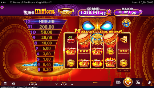 12 Masks of Fire Drums King Millions